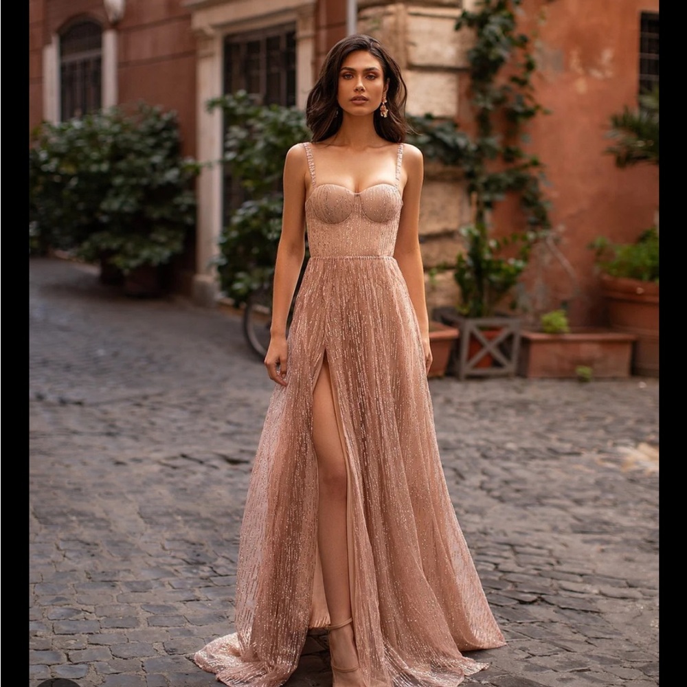 Alamour The Label Lucie Rose Gold Sequin Sweetheart Neckline for Cocktail